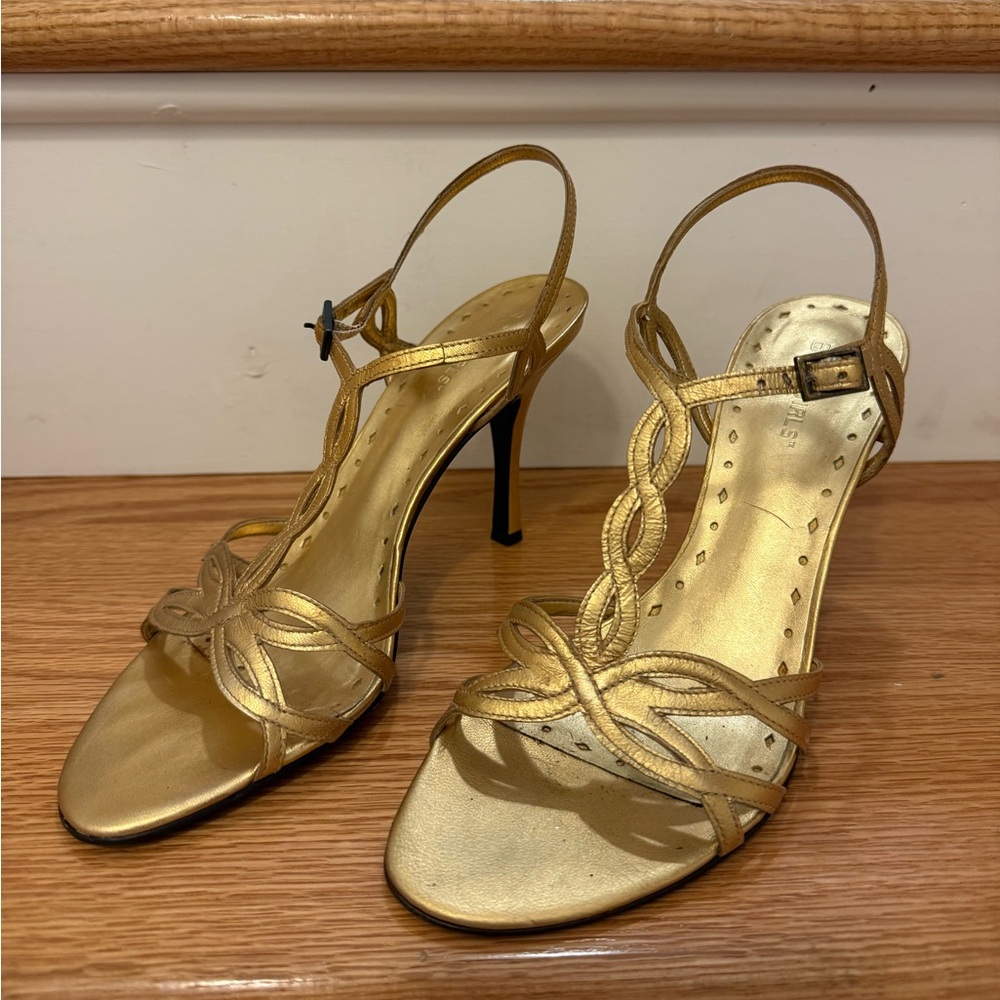 Chic Gold BCBGirls Strappy Sandals